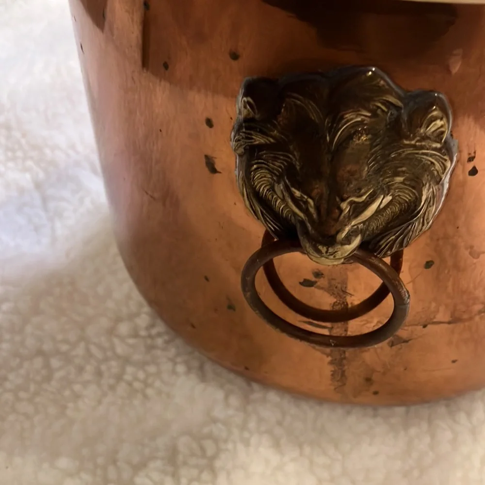 Vintage Ice bucket Lion Copper Color MCM mid century Coppercraft Guild 3Pc Set